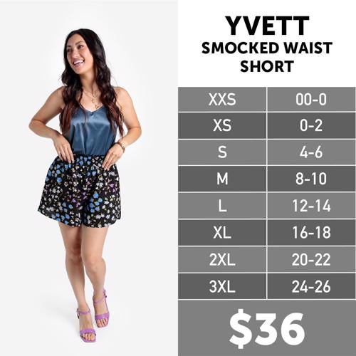 Yvett Smocked Waist Short Size Chart